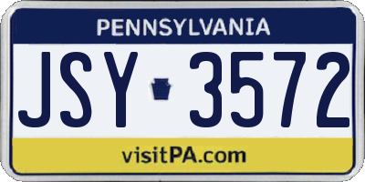 PA license plate JSY3572