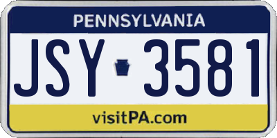 PA license plate JSY3581