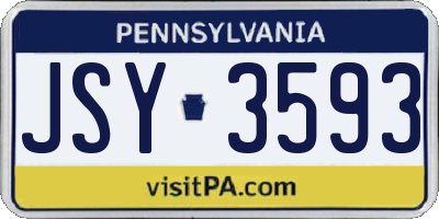 PA license plate JSY3593