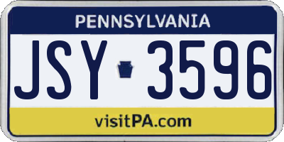 PA license plate JSY3596