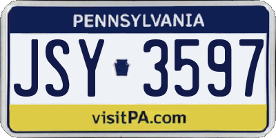 PA license plate JSY3597