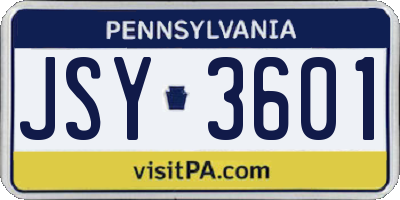 PA license plate JSY3601