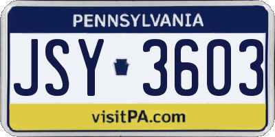 PA license plate JSY3603