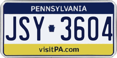 PA license plate JSY3604