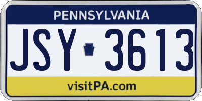 PA license plate JSY3613