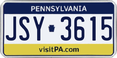 PA license plate JSY3615
