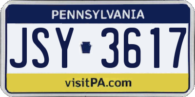 PA license plate JSY3617