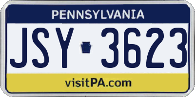 PA license plate JSY3623
