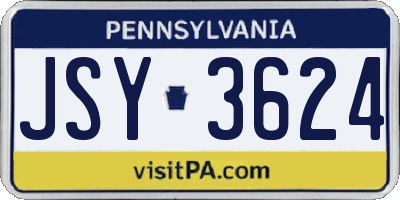 PA license plate JSY3624