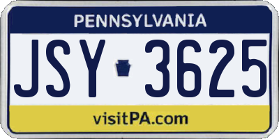 PA license plate JSY3625