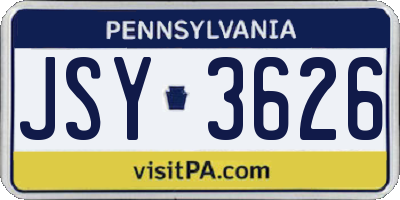 PA license plate JSY3626