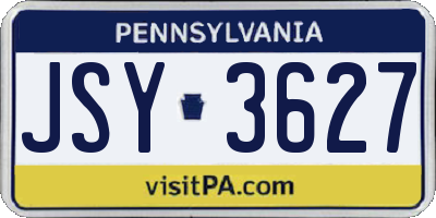 PA license plate JSY3627