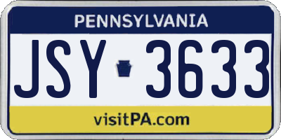 PA license plate JSY3633