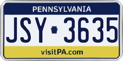 PA license plate JSY3635