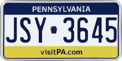 PA license plate JSY3645
