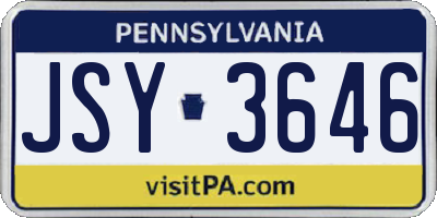 PA license plate JSY3646