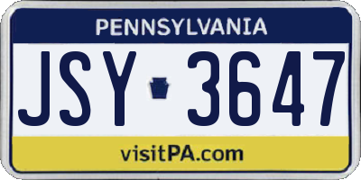 PA license plate JSY3647