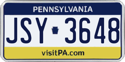 PA license plate JSY3648