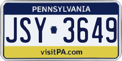 PA license plate JSY3649