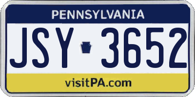 PA license plate JSY3652
