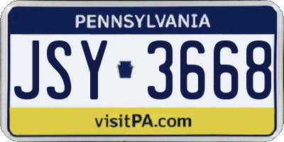 PA license plate JSY3668