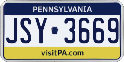 PA license plate JSY3669