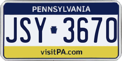 PA license plate JSY3670