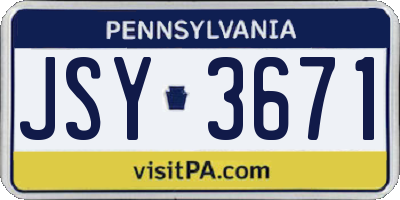 PA license plate JSY3671