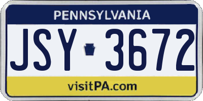 PA license plate JSY3672