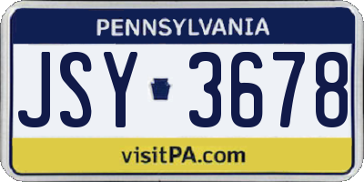 PA license plate JSY3678