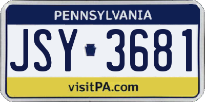 PA license plate JSY3681