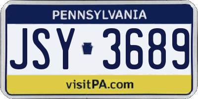 PA license plate JSY3689