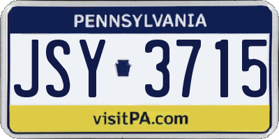 PA license plate JSY3715