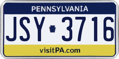 PA license plate JSY3716