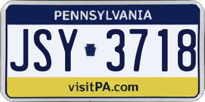 PA license plate JSY3718