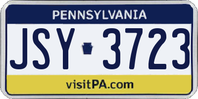 PA license plate JSY3723