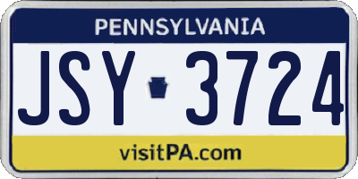 PA license plate JSY3724