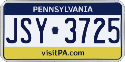 PA license plate JSY3725