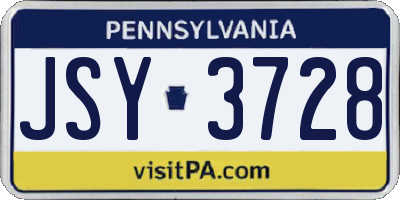 PA license plate JSY3728