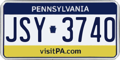 PA license plate JSY3740