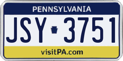 PA license plate JSY3751