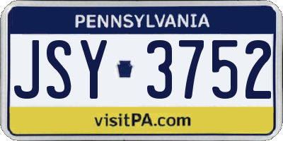 PA license plate JSY3752