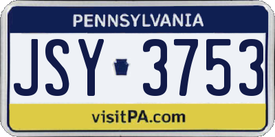 PA license plate JSY3753