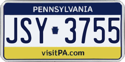 PA license plate JSY3755