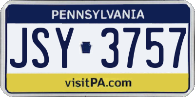 PA license plate JSY3757