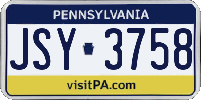 PA license plate JSY3758
