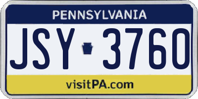 PA license plate JSY3760