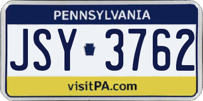 PA license plate JSY3762