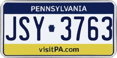 PA license plate JSY3763