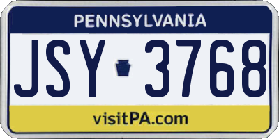 PA license plate JSY3768